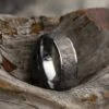 Tungsten Wedding Band With Gibeon Meteorite Inlay
