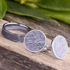 Meteorite Wedding Band And Cuff Links Set -Johan Jewelry Shop d7b7aace00c979bd9a9aa5fc0fe4a896