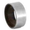 Brushed Titanium Wedding Band With An Ironwood Sleeve