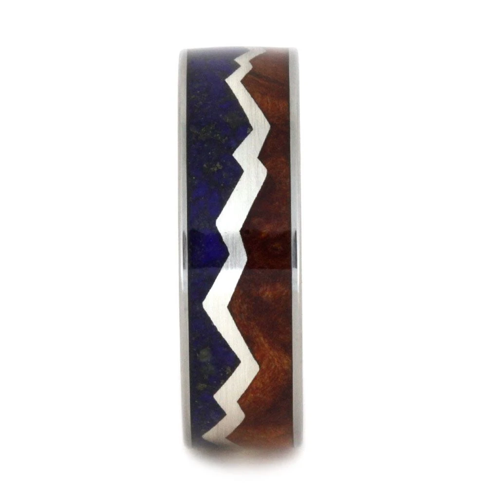 Mountain Ring With Lapis And Redwood Split By Sterling Silver 6 Mountain Ring With Lapis And Redwood Split By Sterling Silver - Image 4