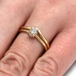 10k Yellow Gold Bridal Set With Rough Diamond-2940 -Johan Jewelry Shop e1072cc0da406438d3ab5829c9d944ef