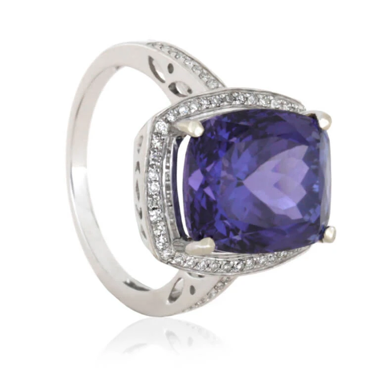 Rare Violet-Blue Tanzanite Engagement Ring With Diamonds 3 Rare Violet-Blue Tanzanite Engagement Ring With Diamonds