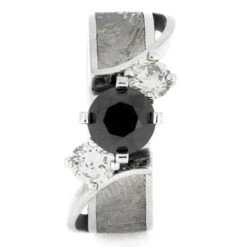 Black Diamond Platinum Engagement Ring With Meteorite -Johan Jewelry Shop e7a993ab228c182a8f3d3cda33b42bc5