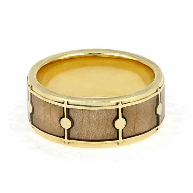 Drum Ring With Gold, Maple Wood Ring For Musicians 7 Drum Ring With Gold, Maple Wood Ring For Musicians - Image 5