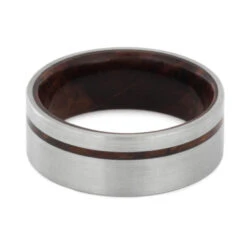 Brushed Titanium Ring With Honduran Rosewood Burl Wood -Johan Jewelry Shop ed1e3f6f0fdd971677a62dab7499e650