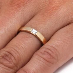 Solid Gold Wedding Band With Baguette Diamond -Johan Jewelry Shop f086ac38e253dd9e87fcd45b7772cfa2