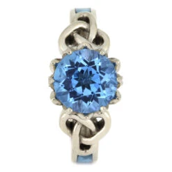 Topaz Engagement Ring With Diamond Lotus Setting & Turquoise -Johan Jewelry Shop fc8948073a6c287301484809a7aef32c