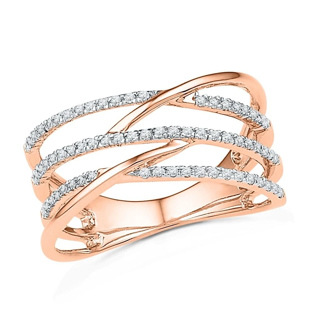 Diamond Criss Cross Ring, Rose Gold Or Silver 4 Diamond Criss Cross Ring, Rose Gold Or Silver - Image 2