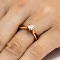 Diamond Solitaire Engagement Ring In Rose Gold With Ironwood -Johan Jewelry Shop fdfcb255e9fe81bfe1f226f3e8916324