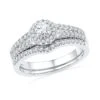 Sterling Silver Diamond Halo Ring Set