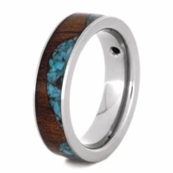 Wave Ring With Koa Wood And Turquoise -Johan Jewelry Shop ff5fa474e8544a9fb2939aa740a55bad