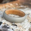 Sandblasted White Gold Ring, Wedding Band With Bamboo Wood Sleeve -Johan Jewelry Shop ffe88adbb979d850ac7aedc6f40e48ee