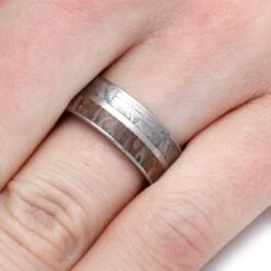 Meteorite & Dino Bone Matching Wedding Bands 12 Meteorite & Dino Bone Matching Wedding Bands -Johan Jewelry Shop hand 1622 fac8ad1a 2eab 44fd 85ab 9cb75082210c