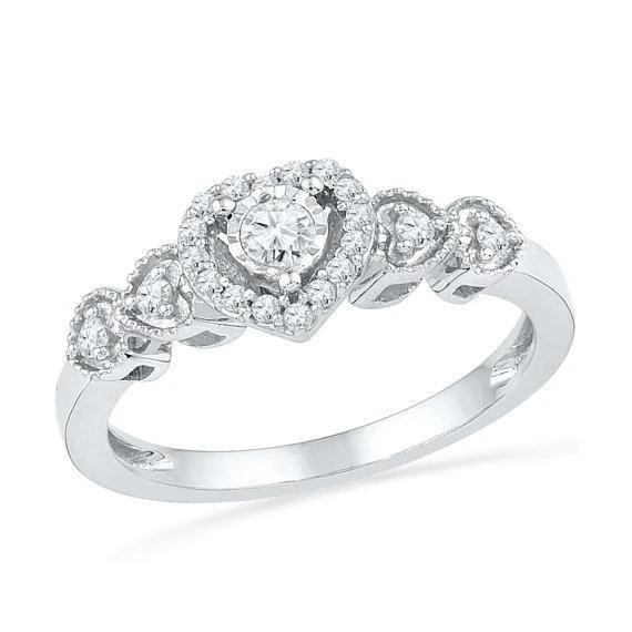 Diamond Heart Ring, Promise Ring Or Engagement Ring 6 Diamond Heart Ring, Promise Ring Or Engagement Ring - Image 4