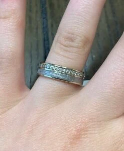 Diamond Eternity Wedding Band With Meteorite In Solid Gold -Johan Jewelry Shop image 0e2803b4 32f8 4b57 b801 bbe16c4a46b3