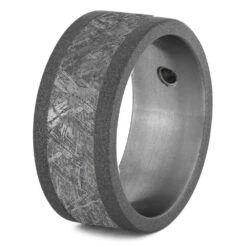 Black Diamond & Meteorite Men's Wedding Band -Johan Jewelry Shop new21103