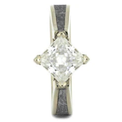 Meteorite Engagement Ring With Princess Cut Stone -Johan Jewelry Shop new40292
