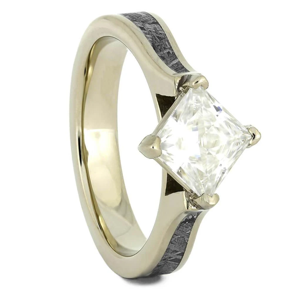 Meteorite Bridal Set, Solitaire Engagement Ring & Shadow Band 5 Meteorite Bridal Set, Solitaire Engagement Ring & Shadow Band - Image 3