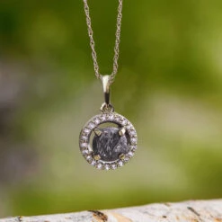 Unique Birthstone Necklace With Meteorite, Customize With Gemstone Desired -Johan Jewelry Shop newdiamond