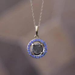 Unique Birthstone Necklace With Meteorite, Customize With Gemstone Desired -Johan Jewelry Shop newtanzanite