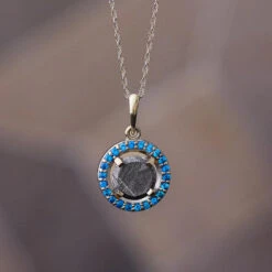 Unique Birthstone Necklace With Meteorite, Customize With Gemstone Desired -Johan Jewelry Shop newtopaz